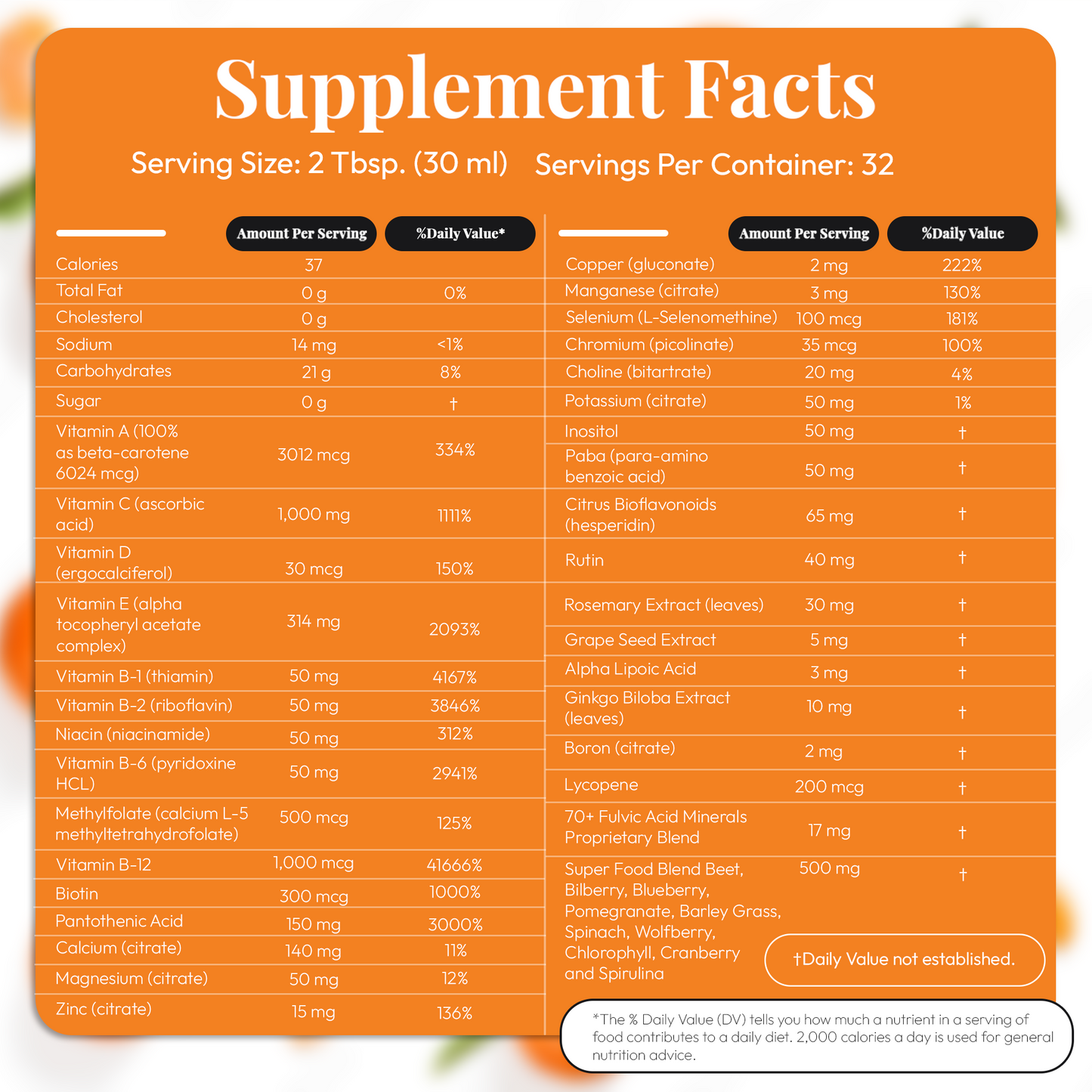 VM100 Liquid Multivitamin and Multimineral Daily Supplement - 100+ Nutrients with Vitamins, Minerals, Antioxidants, and Superfoods - 32 oz