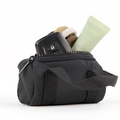 packlab Micro Nano Duffel Keychain - Black Mini Duffel Bag Coin Purse for Lip Balm, Earbuds & Everyday Essentials