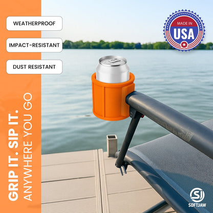SoftJaw Slim Magnetic Cupholder | Heavy-Duty Rubber Tool Holder for Water Bottles & Cans