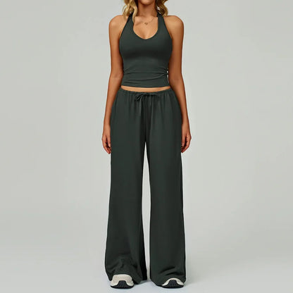 New Women Yoga Set 2/3 Pieces Long sleeves Workout Tracksuit Sportswear Gym Clothing Wide-leg sport pants Fitness Sports Suit