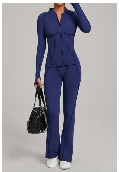 Women Tracksuit 2PCS Yoga Suit Sports Set Gym Set Running Outfits Workout Clothes Sports Long Sleeve Athletic Wear Yoga Clothing