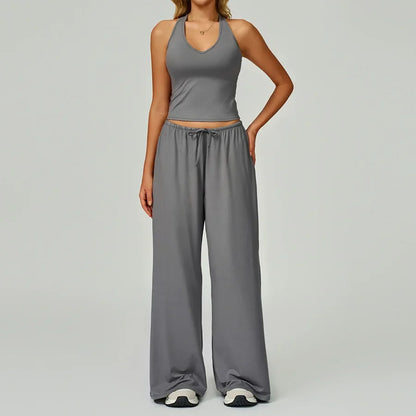 New Women Yoga Set 2/3 Pieces Long sleeves Workout Tracksuit Sportswear Gym Clothing Wide-leg sport pants Fitness Sports Suit