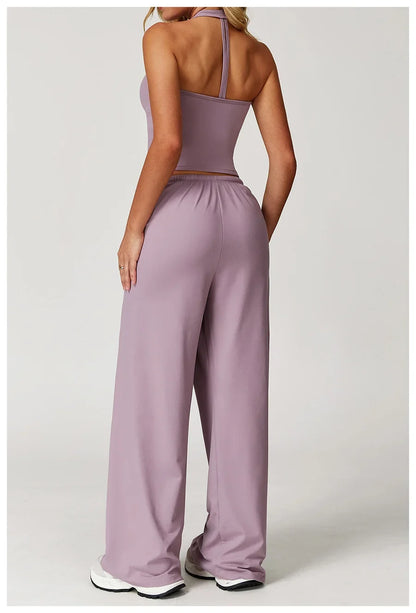 New Women Yoga Set 2/3 Pieces Long sleeves Workout Tracksuit Sportswear Gym Clothing Wide-leg sport pants Fitness Sports Suit