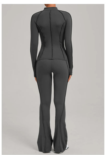 Women Tracksuit 2PCS Yoga Suit Sports Set Gym Set Running Outfits Workout Clothes Sports Long Sleeve Athletic Wear Yoga Clothing