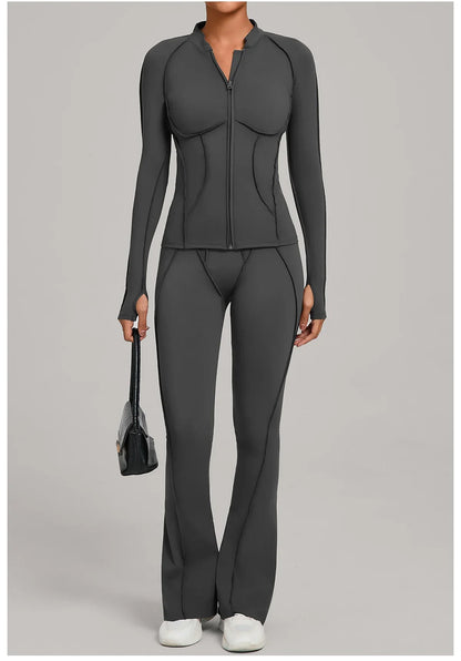 Women Tracksuit 2PCS Yoga Suit Sports Set Gym Set Running Outfits Workout Clothes Sports Long Sleeve Athletic Wear Yoga Clothing