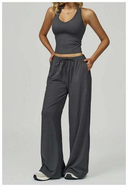 New Women Yoga Set 2/3 Pieces Long sleeves Workout Tracksuit Sportswear Gym Clothing Wide-leg sport pants Fitness Sports Suit
